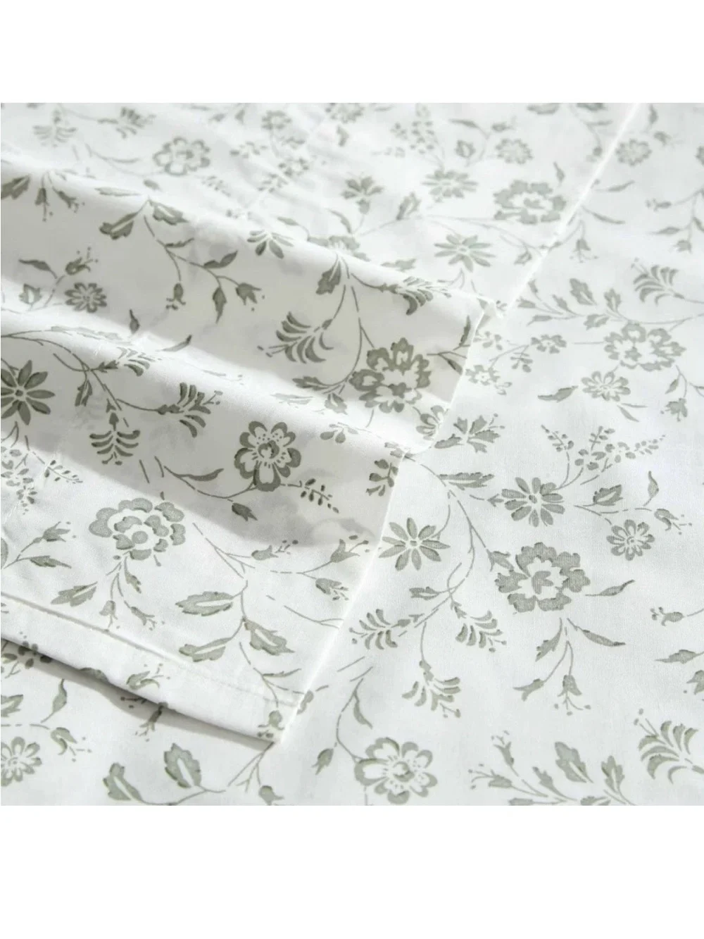 Laura Ashley Charming TWIN Olive Green Floral Miranda Cotton Sheet Set ~ NWT